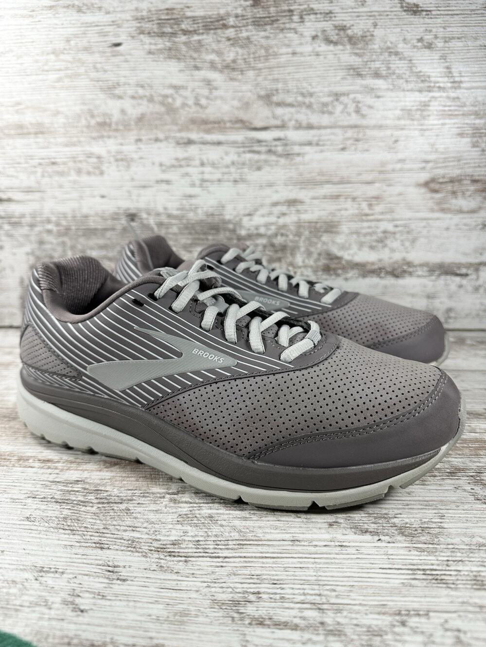 Womens Brooks Addiction Walker Alloy/Oyster Suede Walking Shoes Sz 8.5B Athletic